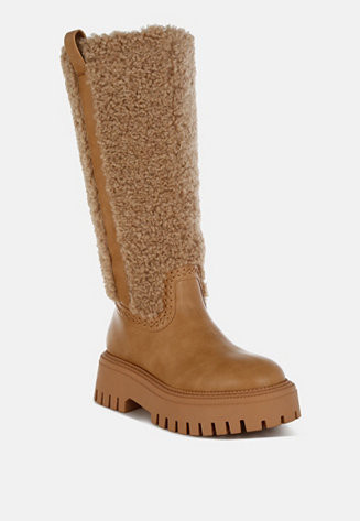 London Rag Womens Lapland Fur Detail Calf Length Boots - Macy's | Macy's