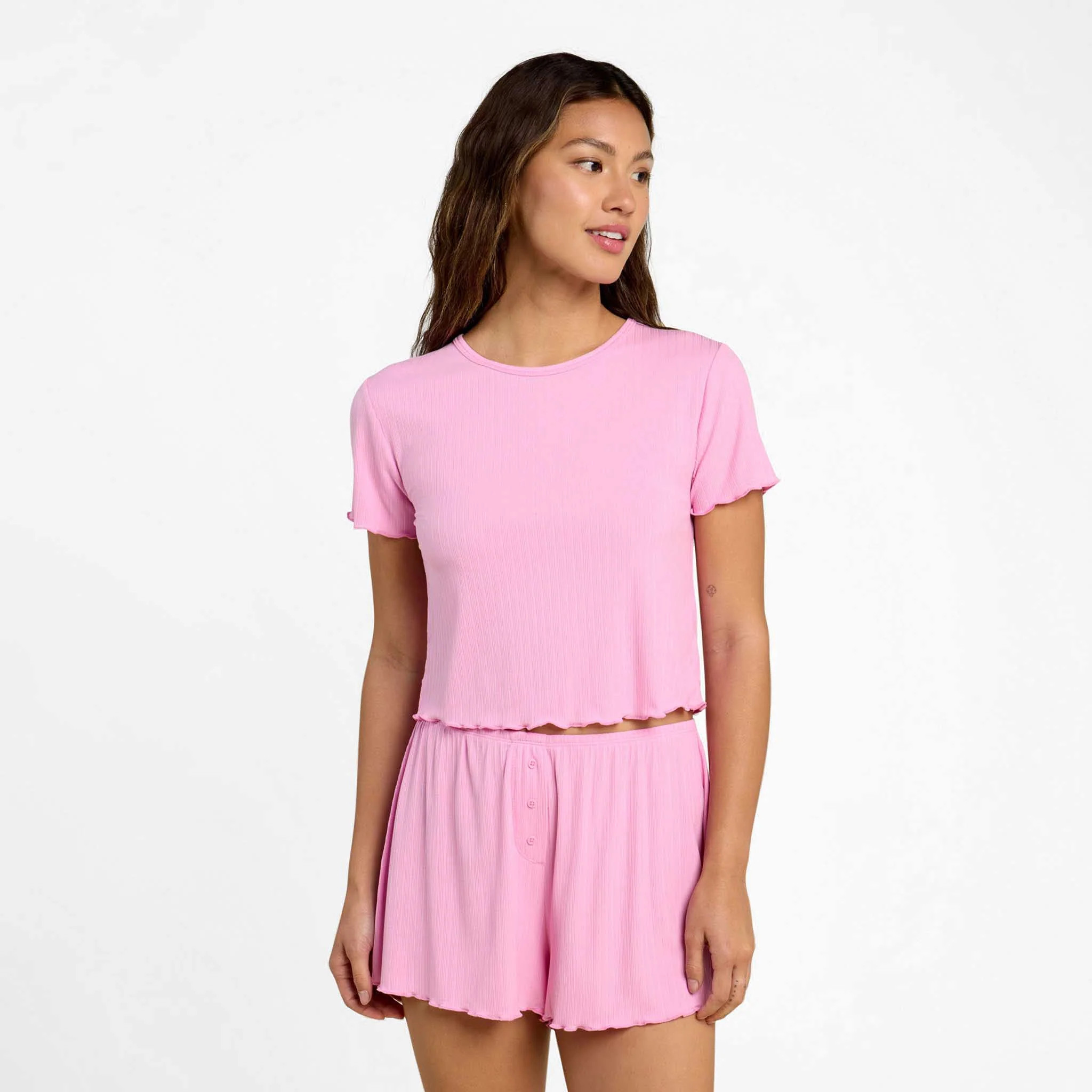 Mini Rib Tee | Bubblegum Pink | Nuuds US