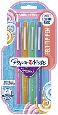 Paper Mate Flair Felt Tip Pens, Medium Point, Limited Edition Candy Pop Pack, 4 Pack (1979421) | Amazon (US)