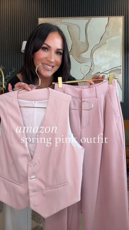 Absolutely in love with this pink monochromatic outfit! 💗🌸🎀

Wearing a small in vest, xs long in pants. 
I’m 5’2, 135 lbs, 34 DD, 25 in waist 

Outfit will be saved in my storefront under April Finds!

#petitefashion #fashionover40 #fashioninspo #springfashion

#LTKfindsunder50 #LTKover40 #LTKstyletip