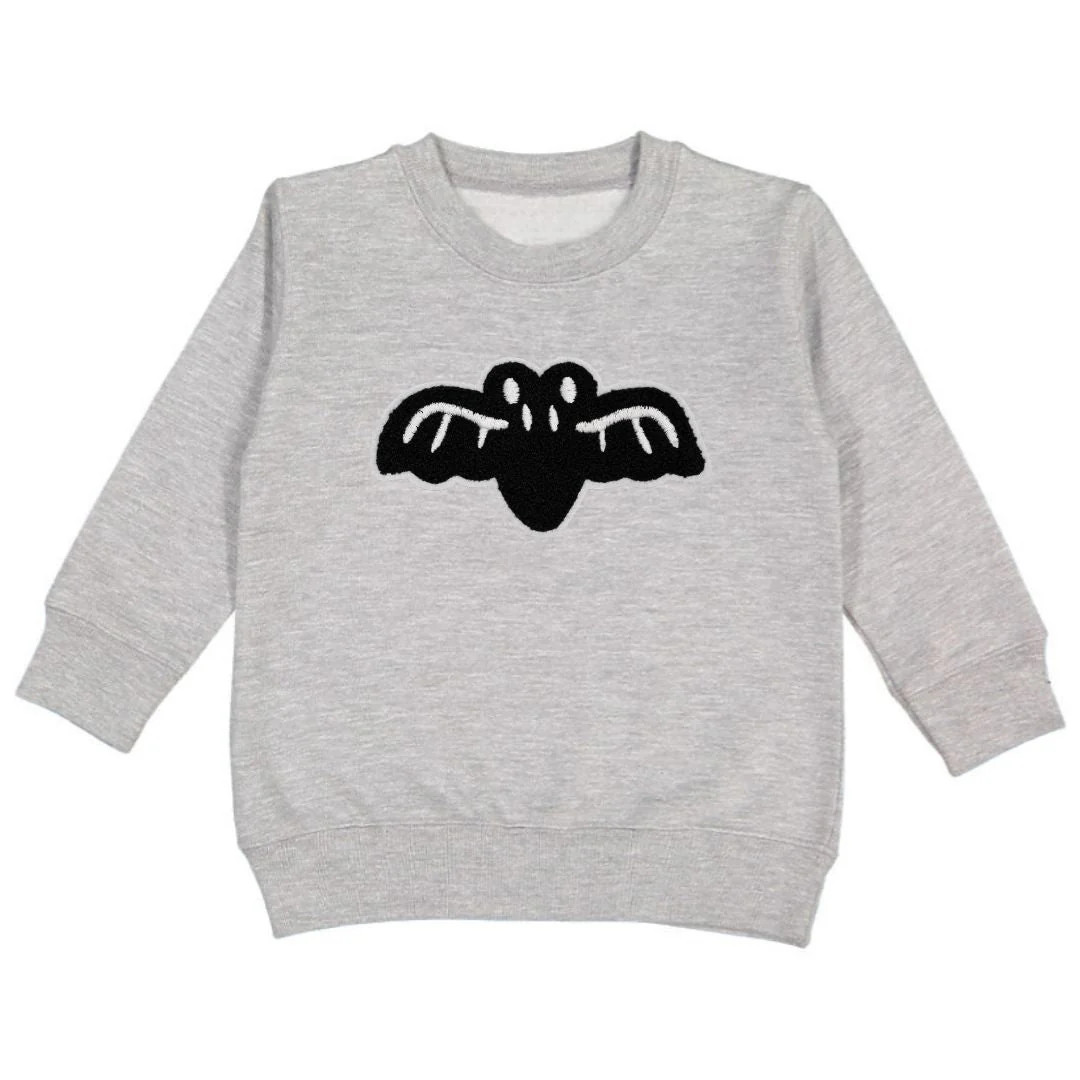 Bat Patch Halloween Sweatshirt - Gray | Sweet Wink