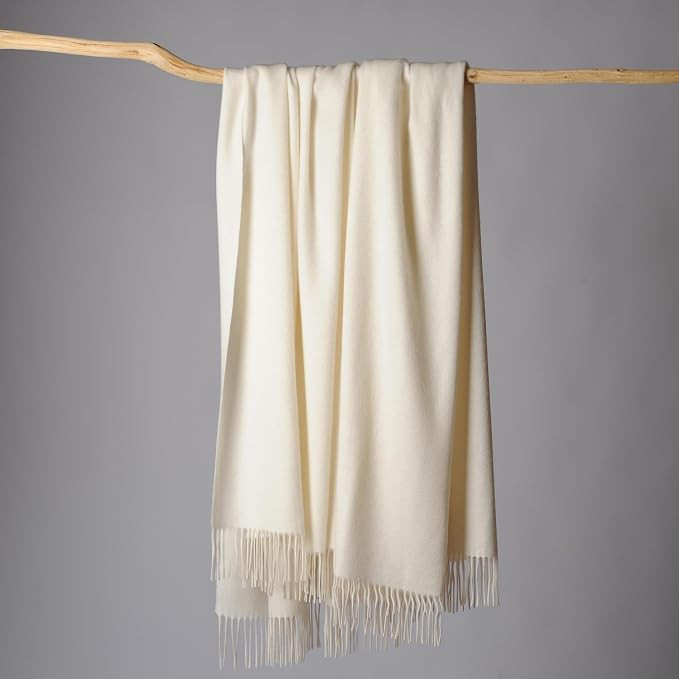 CUDDLE DREAMS Premium Cashmere Throw Blanket with Fringe, Luxuriously Soft (Ivory) | Amazon (US)