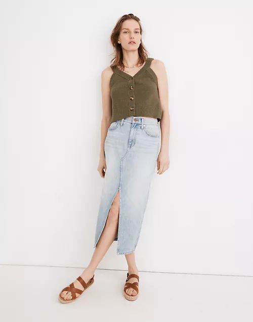 Rigid Denim A-Line Midi Skirt in Woodley Wash | Madewell