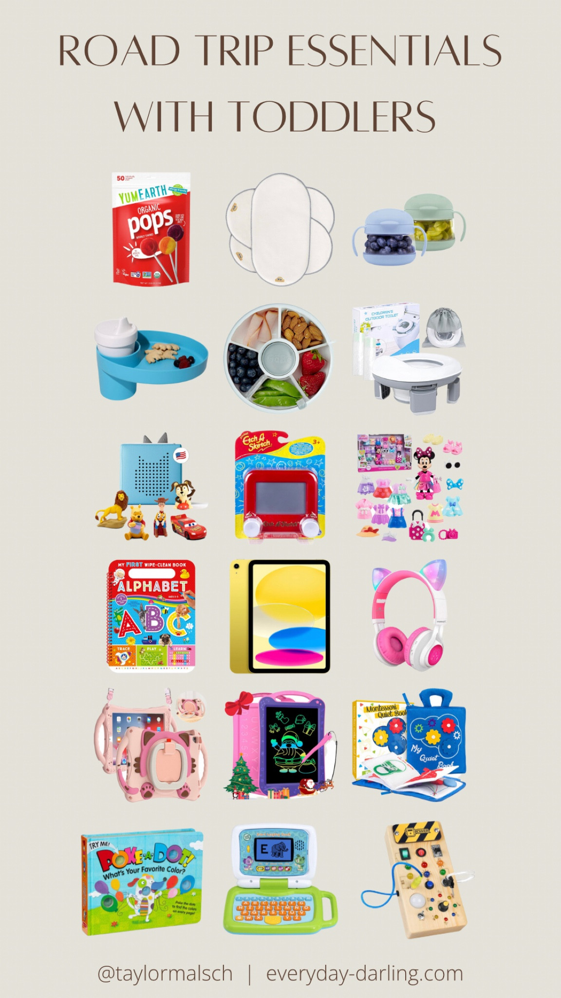 I have so many tips I want to share about traveling with toddlers! We’ve done our fair share of traveling the past 7 months (hello RV life) so I’ve compiled a list of things that I think might be helpful to others with young children. I posted a few of our go to items on my Instagram story as we were driving to Virginia last week, but here’s a detailed look at what keeps me sane on these 10 hour long car rides. 

#LTKkids #LTKfamily #LTKbaby