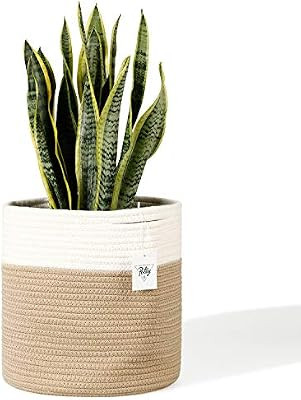 POTEY 700802 Cotton Rope Woven Plant Basket Modern Woven Basket for 10" Flower Pot Floor Indoor P... | Amazon (US)