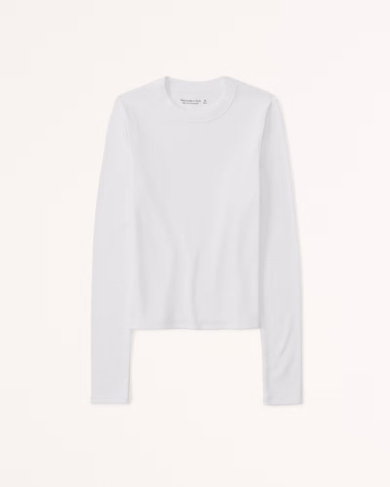 Women's Long-Sleeve Ribbed Crew Top | Women's Tops | Abercrombie.com | Abercrombie & Fitch (US)