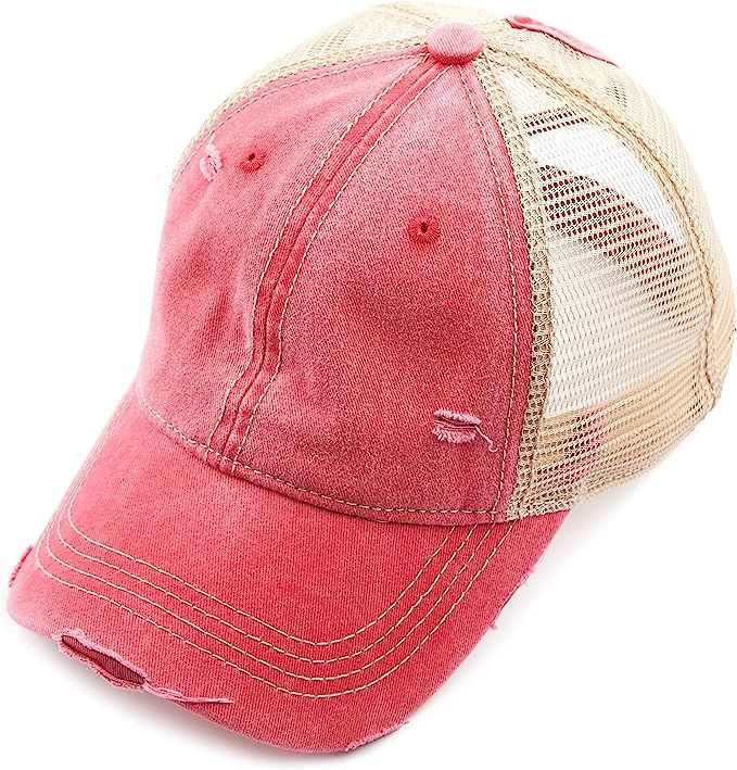 C.C Washed Distressed Cotton Denim Ponytail Hat Adjustable Baseball Cap (BT-12)(BT-13)(BT-14)(BT-... | Amazon (US)