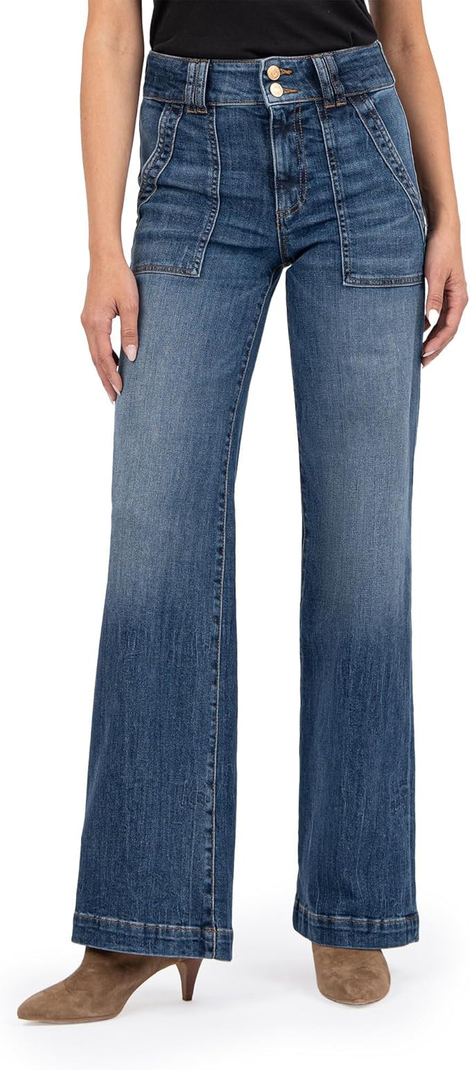 KUT from The Kloth Womens Jodi High-Rise Wide Leg -Porkchop Front Pockets | Amazon (US)
