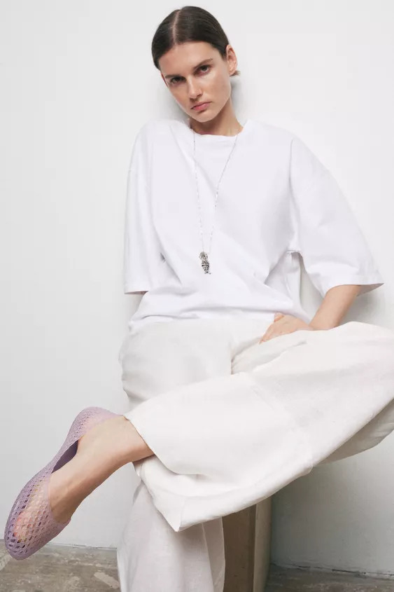 Flat jelly ballet shoes with a transparent woven upper. Rounded toe. Sole height: 0.4 inches (1 c... | Zara US