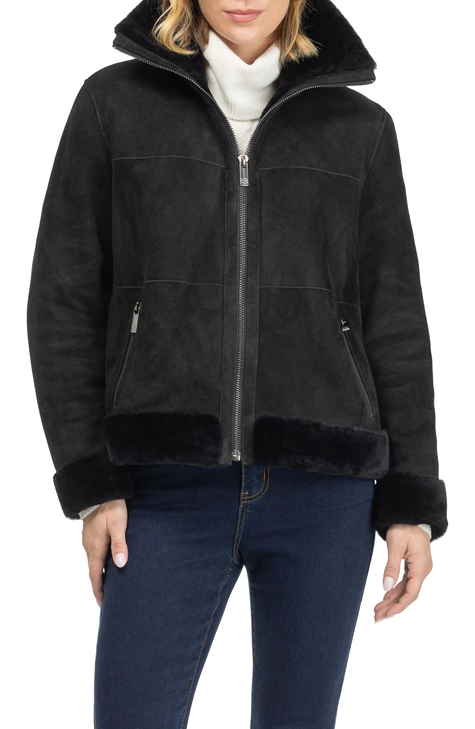 Merino Genuine Shearling Zip Jacket | Nordstrom