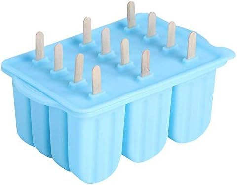 Ice Cream, 12-Grids Food Grade Silicone Ice Cream Maker Making Tool Frozen Ice Popsicle Maker wit... | Amazon (US)