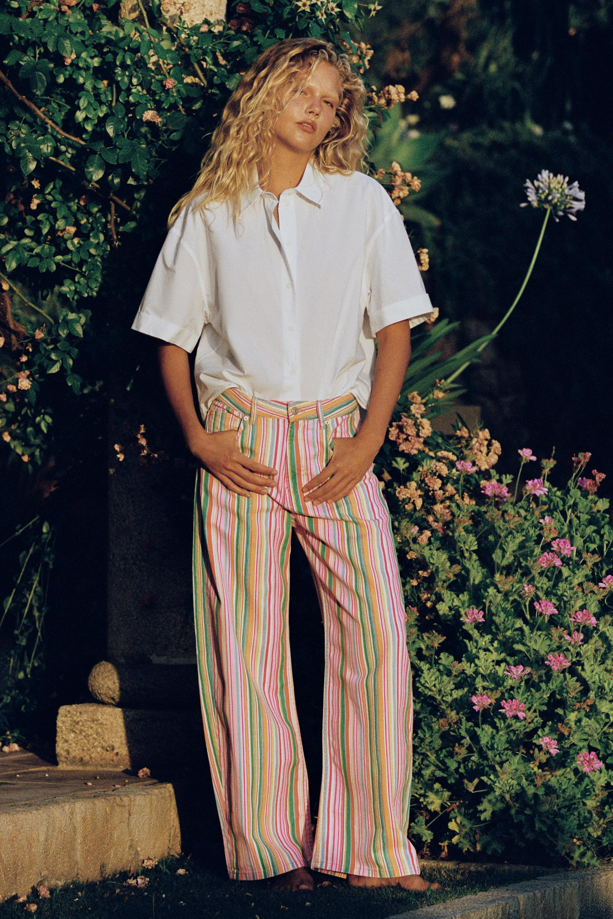 TRF MID-WAIST STRIPED BAGGY DENIM JEANS | Zara AU