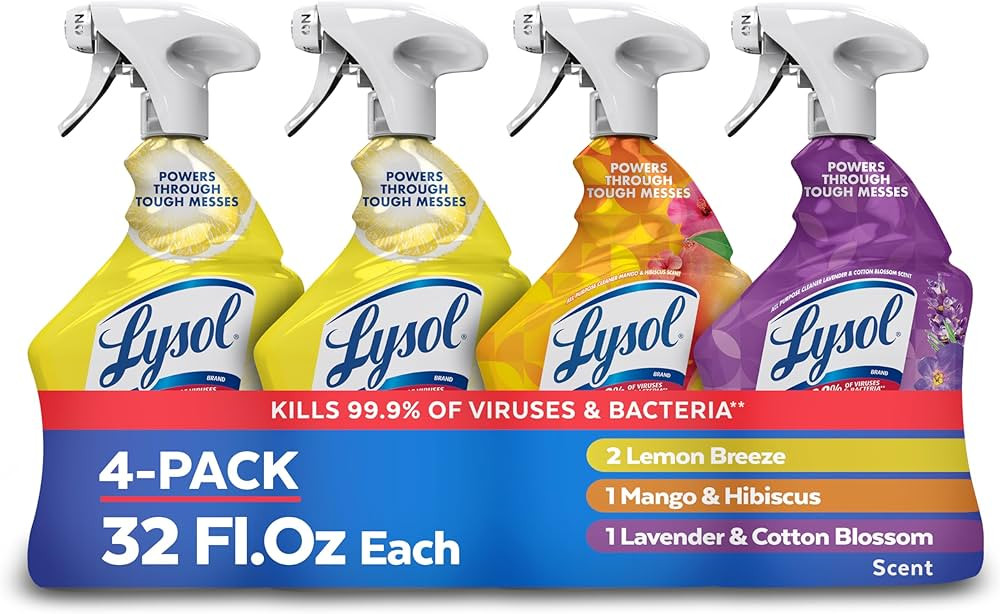 Lysol All Purpose Cleaner Spray, Multi-Purpose Disinfecting Spray, Kitchen & Bathroom Cleaner, Le... | Amazon (US)