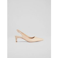 Alyssa Cream Leather Kitten Heel Slingbacks, Light Brown | L.K. Bennett (UK)
