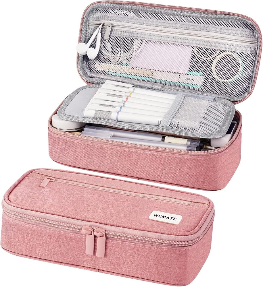 WEMATE Large Pencil Case, Big Capacity Pencil Pouch Stationery Pen Bag, Storage High Capacity Bag... | Amazon (US)