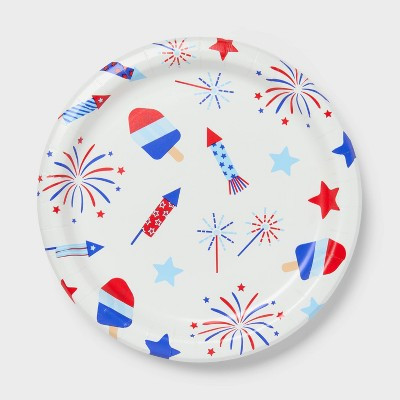 20ct 4th of July USA Celebration Dinner Paper Plates Red/White/Blue - Spritz™ | Target