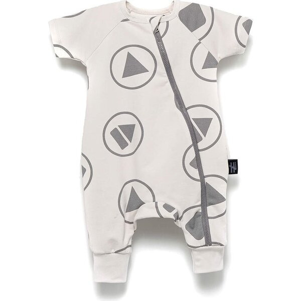 Play Diagonal Zip Bodysuit, Gray | Maisonette