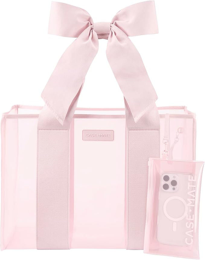 Case-Mate Pink Bow Beach Tote - Lightweight Beach Bag with Phone Pouch for Women - Waterproof, Ti... | Amazon (US)
