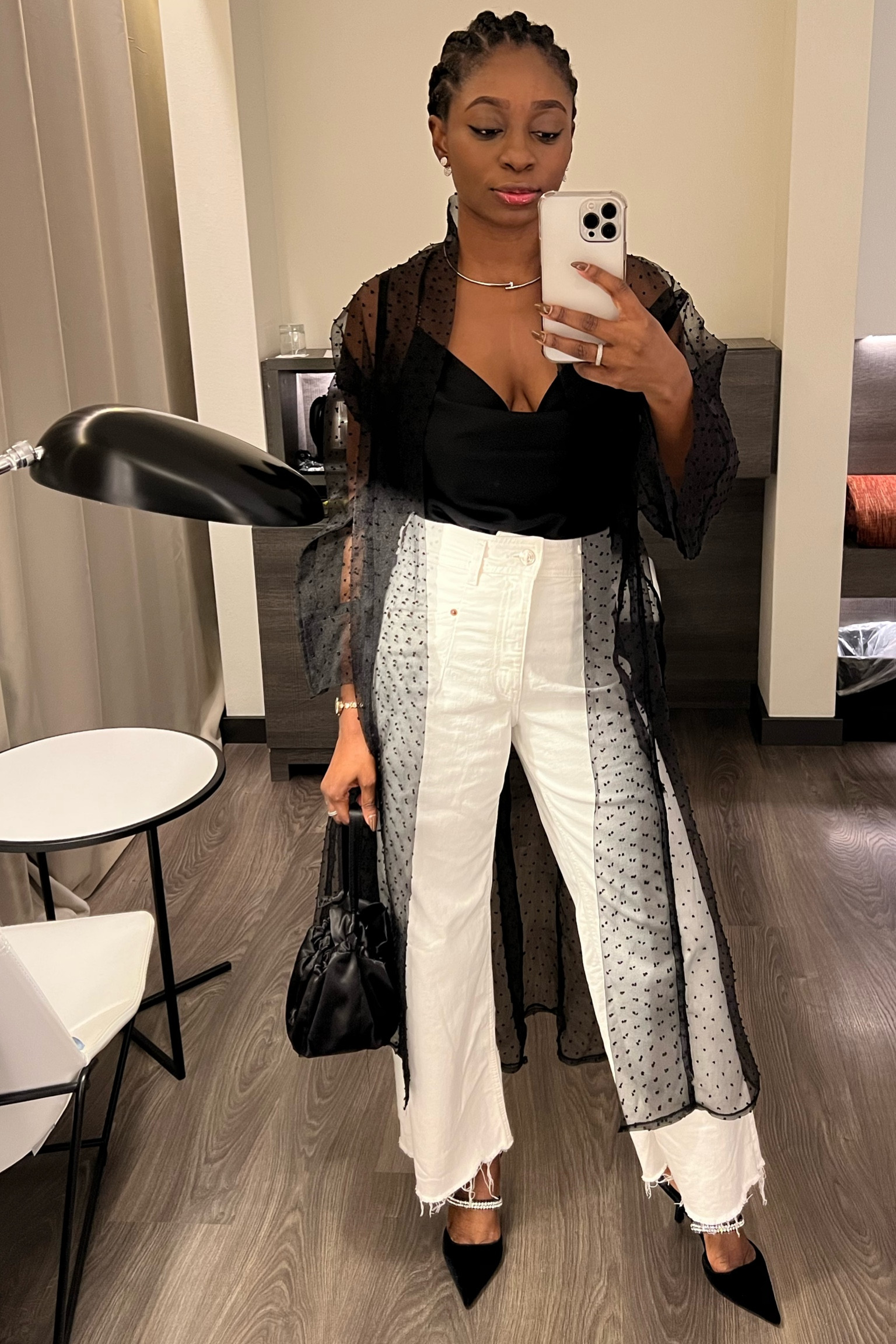 Friday Night Ideas in Black Silk Cowl Neck & White Denim.

#LTKunder50 #LTKU #LTKFind