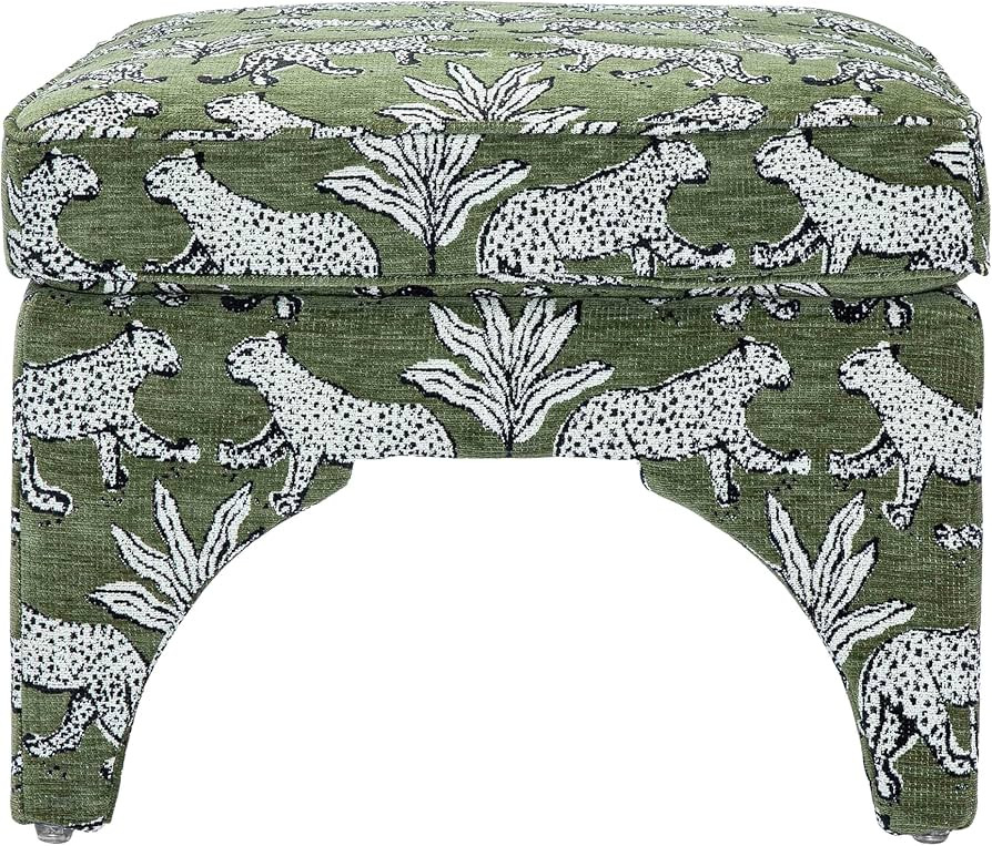 First of a Kind Ottoman in Olive Green Jacquard | Amazon (US)