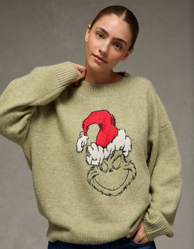 AE Oversized Grinch Graphic Sweater | American Eagle Outfitters (US & CA)