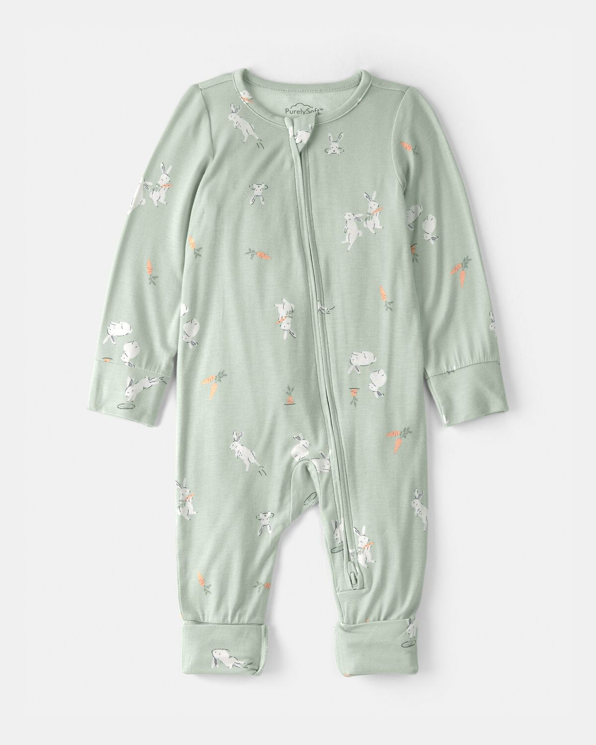 Baby Easter Bunny 2-Way Zip PurelySoft Sleep & Play Pajama - Green | Carter's Inc