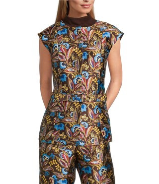 Preston & York Eliza Coordinating Crew Neckline Sleeveless Printed Mikado Vest | Dillard's | Dillard's