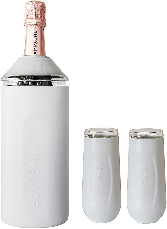 Champagne Bottle Chiller Gift Set- Portable Stainless Steel Sparkling Wine Cooler with 2 Stemless... | Amazon (US)