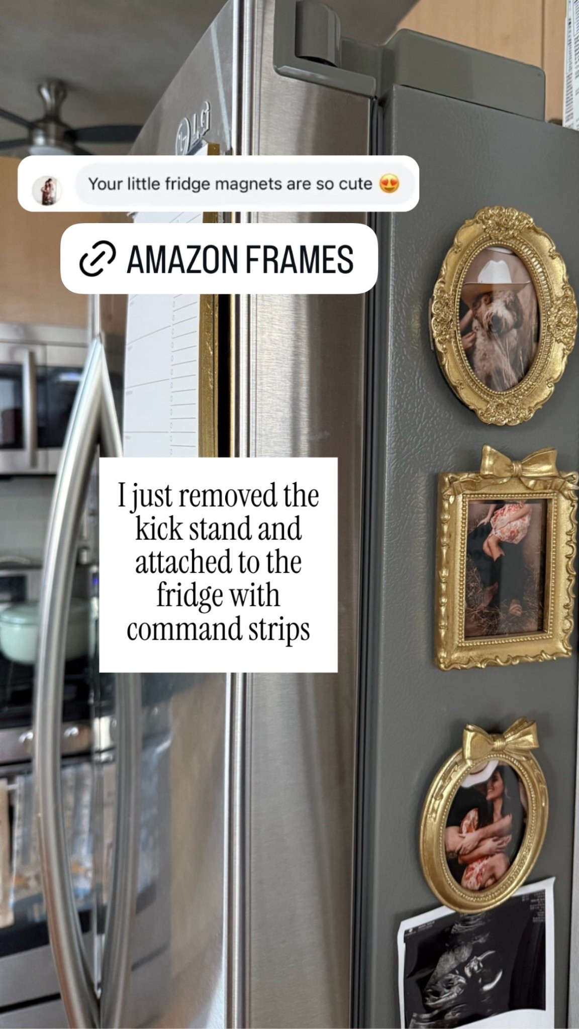 Mini fridge frames - I just removed the kick stand and attached to the fridge with command strips! 

#LTKmomlife #LTKHome #LTKOver40