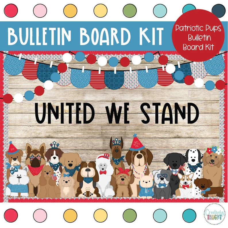 Patriotic Pups Independence Day July Bulletin Board Kit - Etsy | Etsy (US)