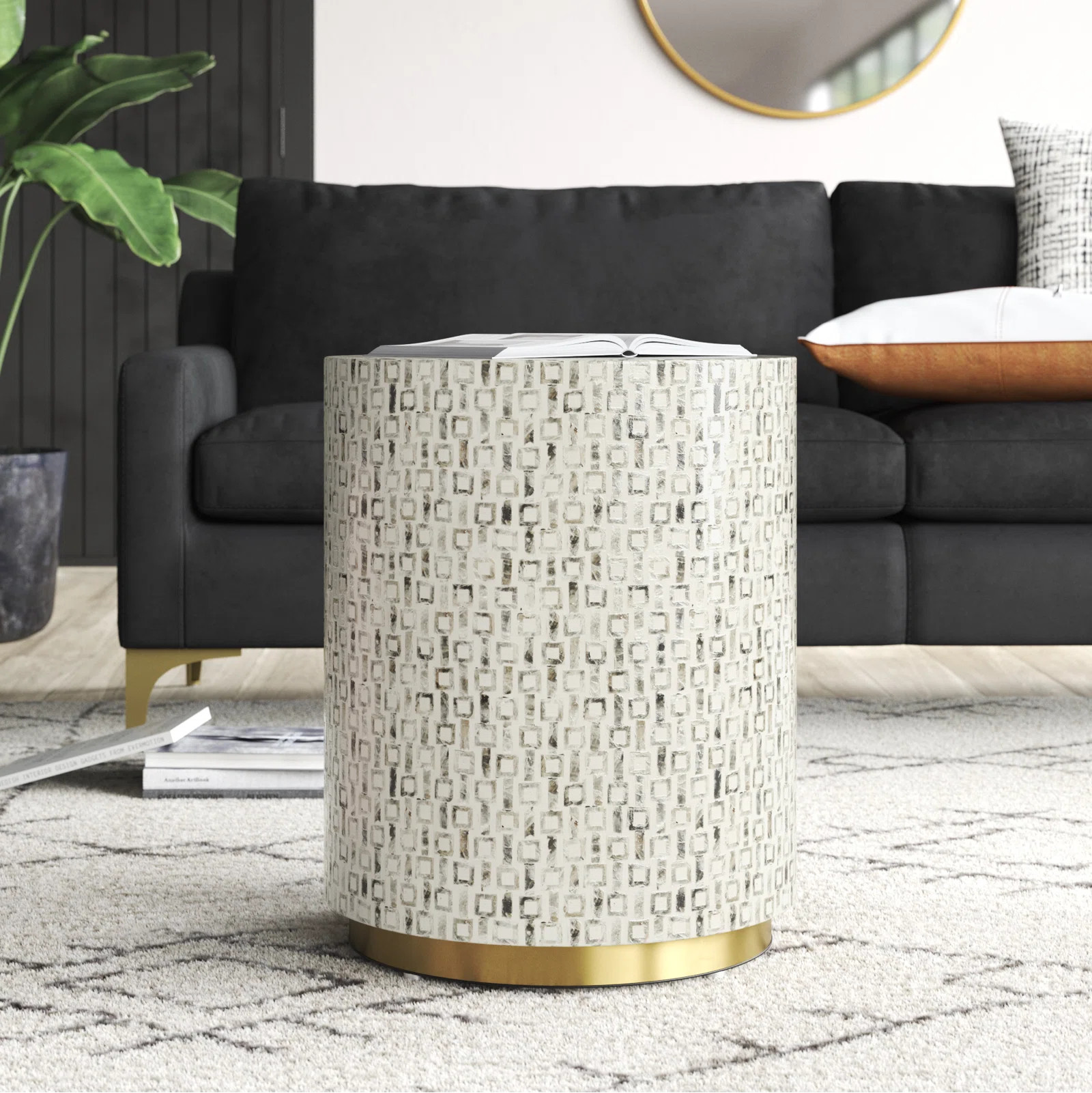 Mercury Row® Mother of Pearl Shell Side End Accent Table with Gold Base & Reviews | Wayfair | Wayfair North America