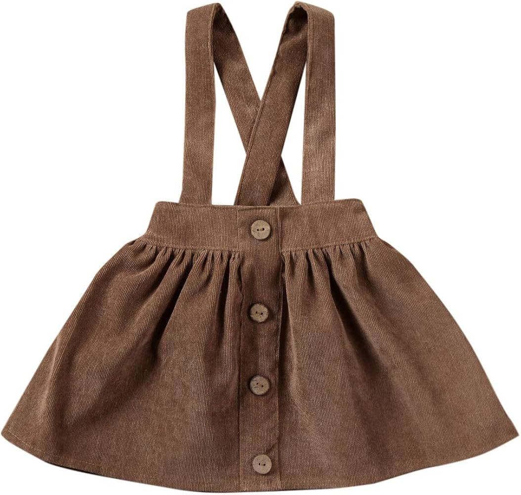 Bagilaanoe Baby Girls Velvet Suspender Skirt Infant Toddler Girl Ruffled Casual Strap Sundress Ov... | Amazon (US)