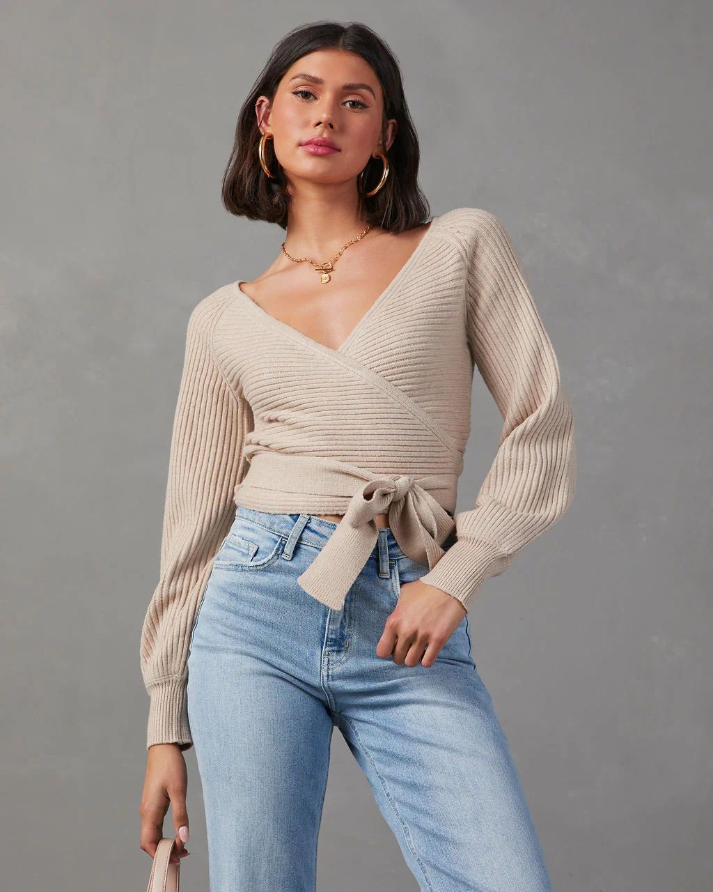 Rayna Cropped Wrap Sweater | VICI Collection