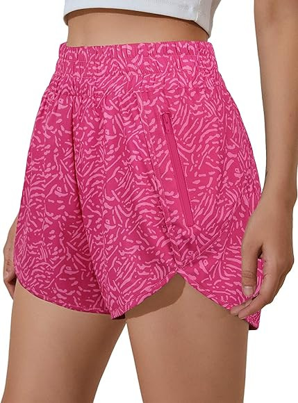 BMJL Women's Running Shorts Elastic High Waisted Shorts Pocket Sporty Workout Shorts Quick Dry At... | Amazon (US)
