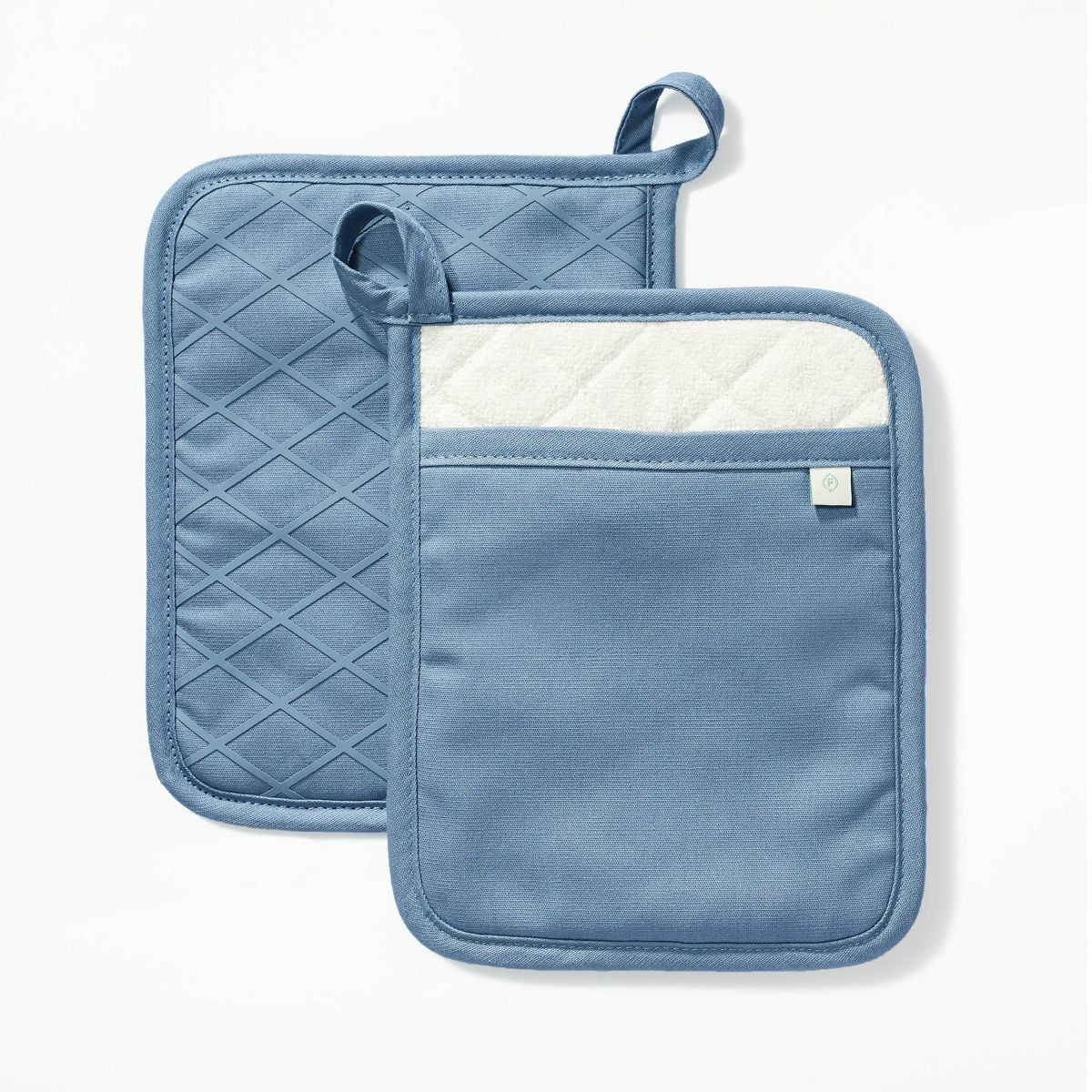 2pk Potholder Blue - Figmint™: Modern Kitchen Textiles, Cotton, Pocket & Silicon Gripper, OEKO-... | Target