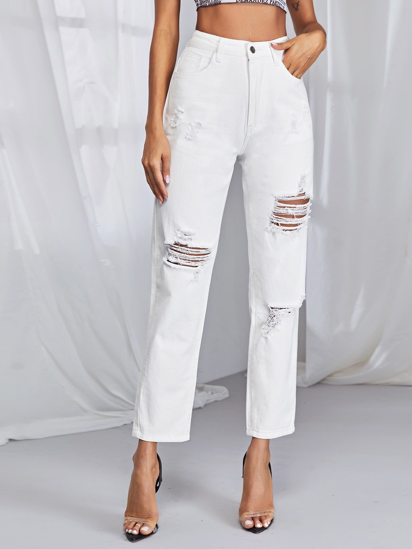 Ripped Detail Jeans | SHEIN
