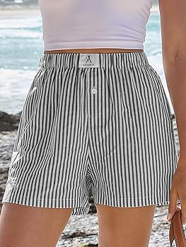 ANRABESS Boxer Shorts for Women Gingham Pajama 2026 Summer Casual Lounge Sleep Plaid Shorts Y2K B... | Amazon (US)