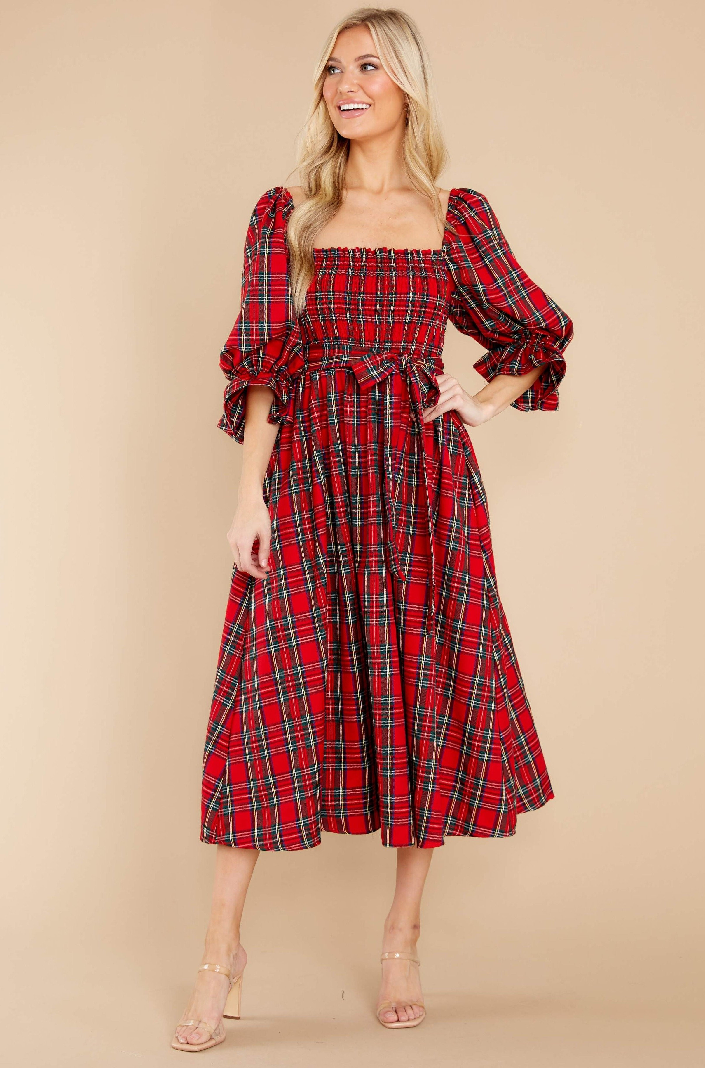 Everyday Cheer Red Plaid Maxi Dress | Red Dress 