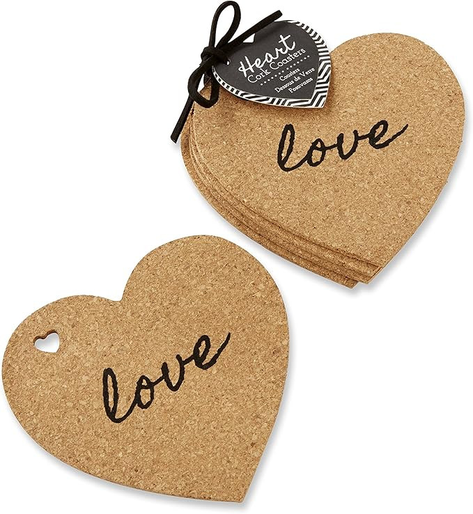 Kate Aspen "Heart" Cork Coasters, Set of 4 | Amazon (US)