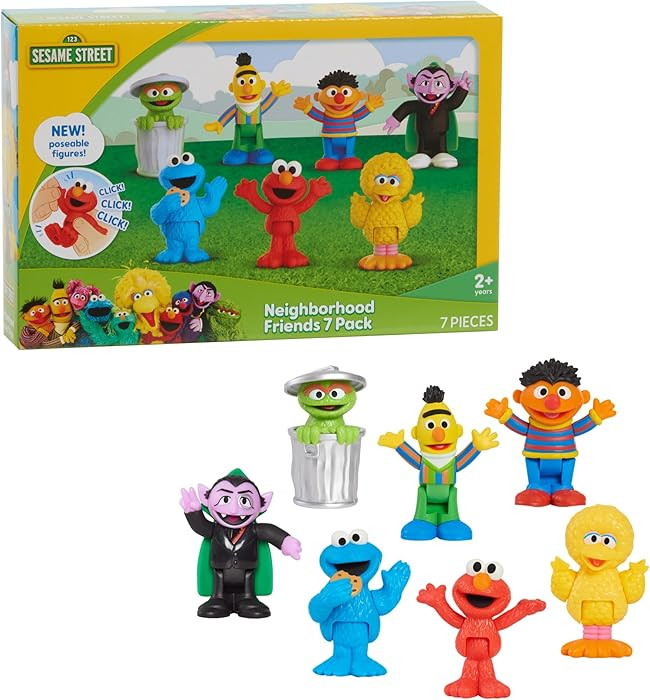 Sesame Street Neighborhood Friends, 7-piece Poseable Figurines, Easter Basket Fillers, Gifts, Pre... | Amazon (US)