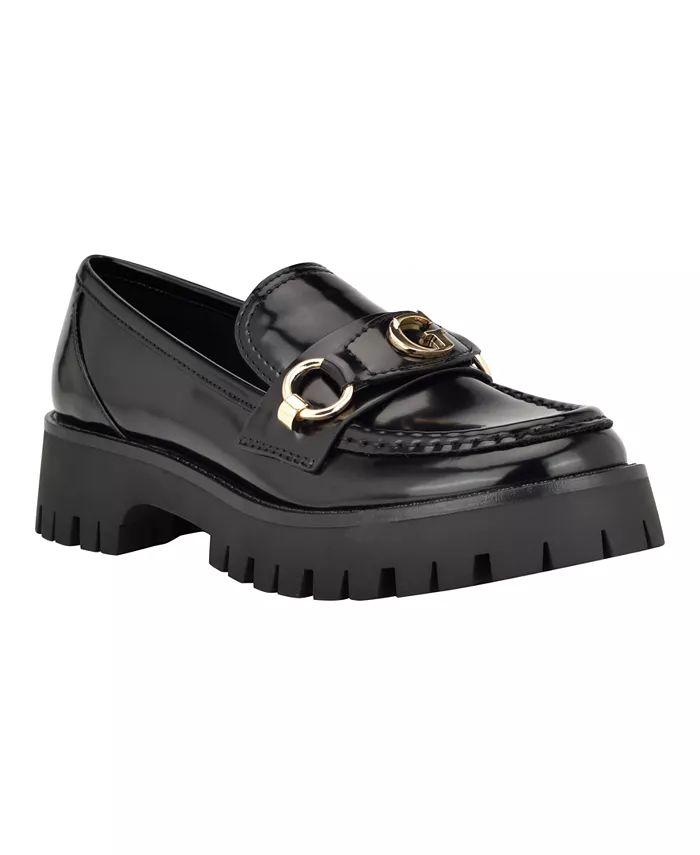 GUESS Women's Almost Slip-On Lug Sole Round Toe Bit Loafer - Macy's | Macy's