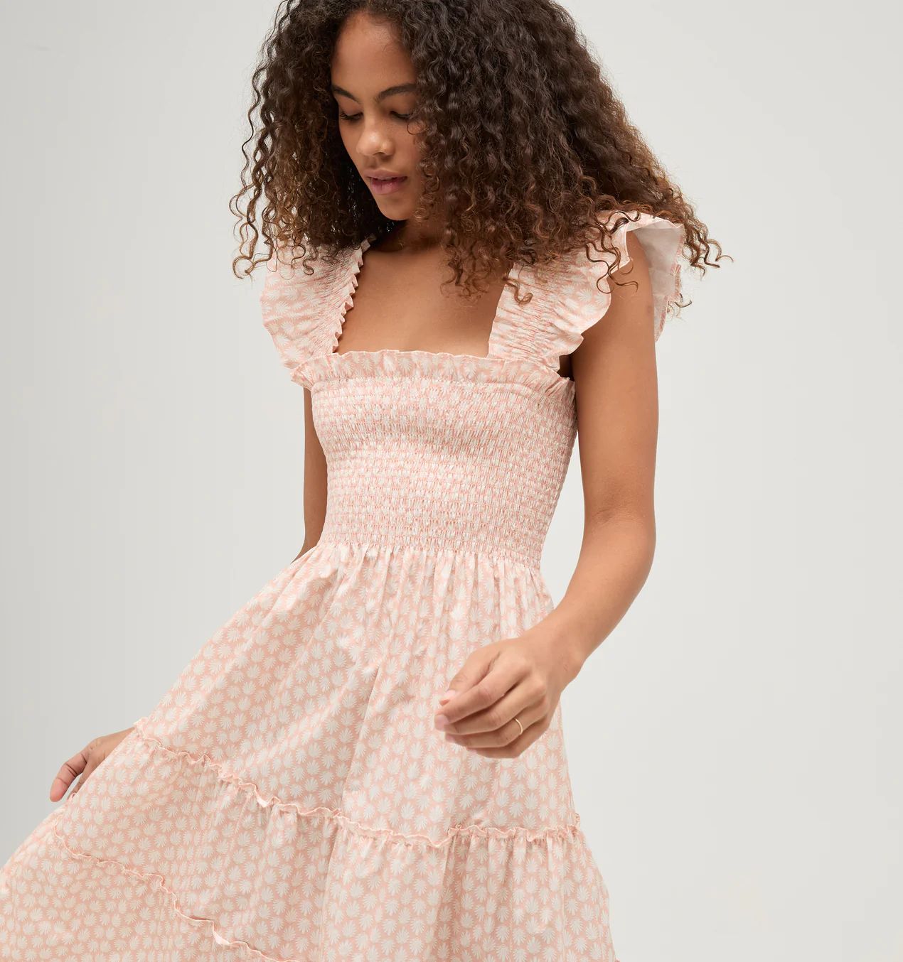The Ellie Nap Dress - Coral Baroque Shell Cotton Sateen | Hill House Home