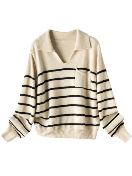 'Kerri' Collar Striped Sweater (2 Colors) | Goodnight Macaroon