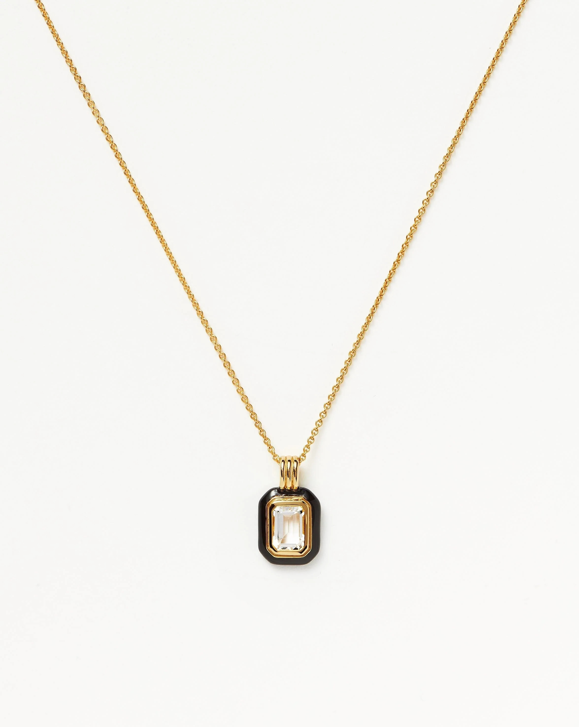 Enamel & Stone Pendant Necklace | 18ct Gold Plated Vermeil/Crystal Qua | Missoma