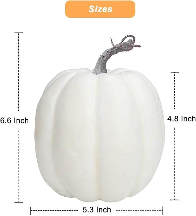 vensovo 4 Pcs 6 Inch Mid White Pumpkins for Decorating, 12 Pcs Assorted Small and Large Foam Pump... | Amazon (US)