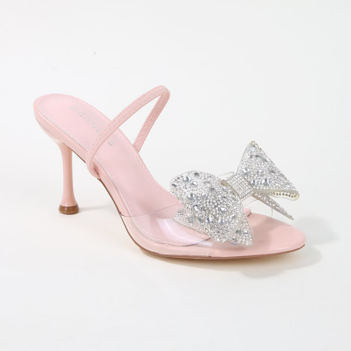 Berness Women's Fonda Clear Heeled Sandals with Rhinestone Bow Pink 8.5 | Target