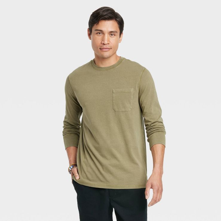 Men's Long Sleeve Garment Dyed Pocket T-Shirt - Goodfellow & Co™ | Target