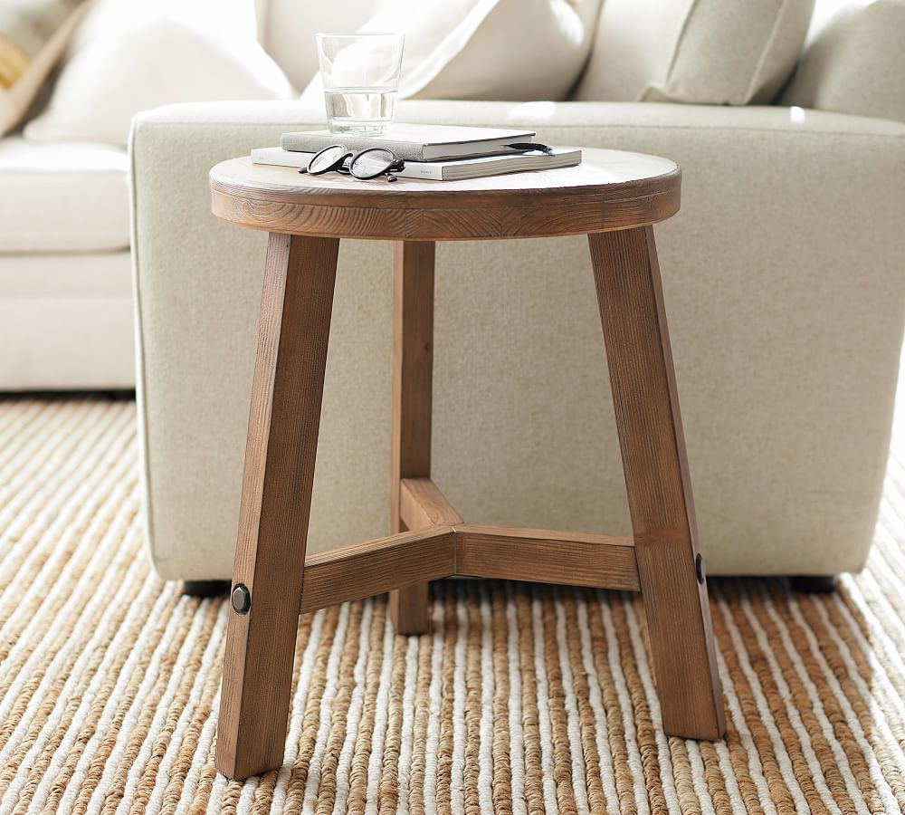 Rustic Farmhouse Round Side Table | Pottery Barn (US)