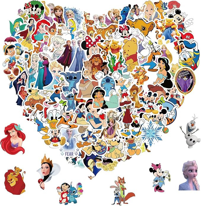 100pcs Disney Cartoon Stickers for Kids Water Bottle, Kawaii Princess Waterproof Vinyl Stickers f... | Amazon (US)