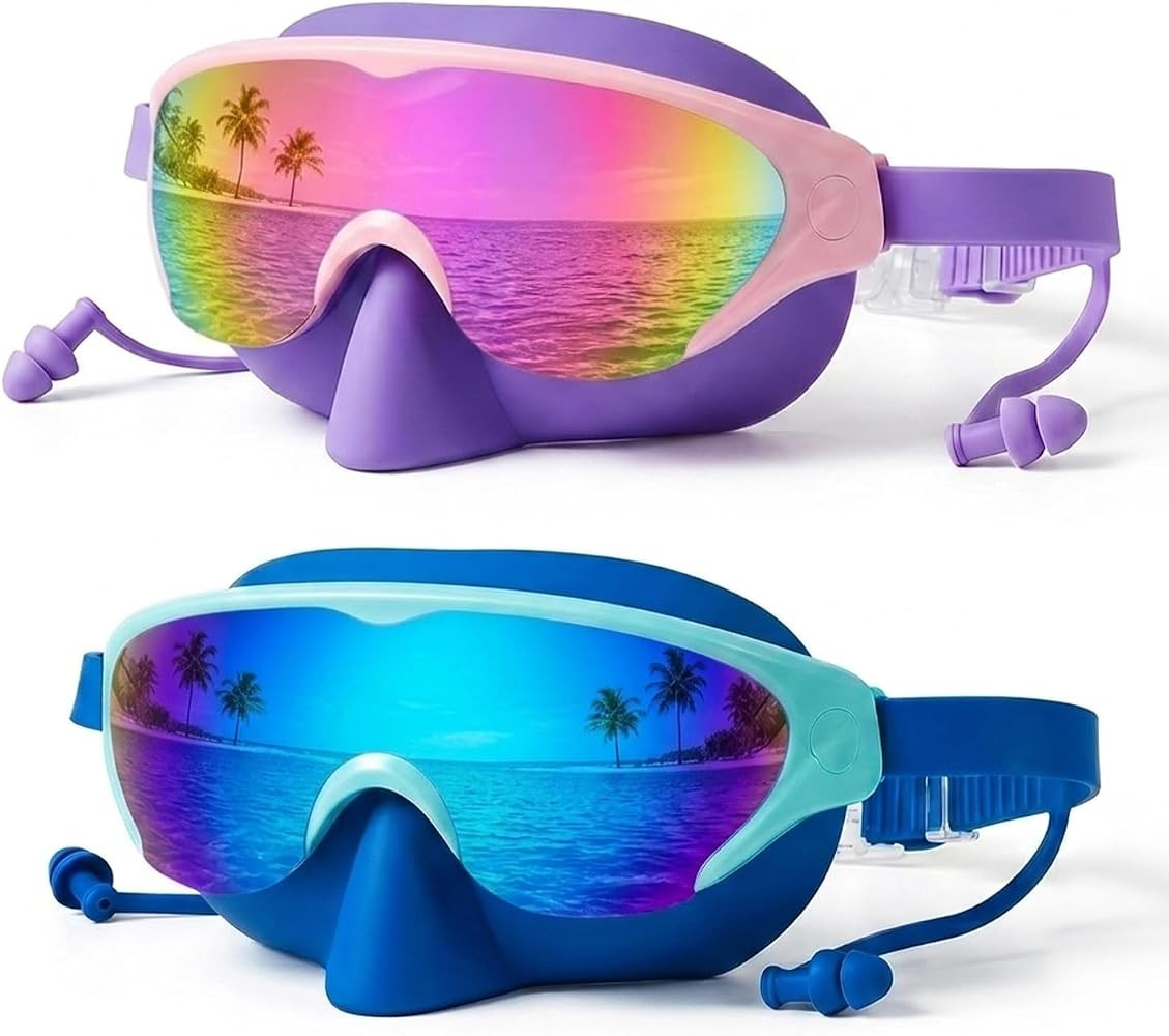 Kids Swim Goggles with Nose Cover, Leakproof Anti-fog UV Lens Toddlers Swimming Goggles for Kids ... | Amazon (US)